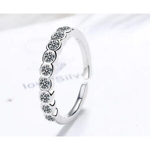 Dainty 14k White Gold Plated Sterling Silver‎ Synthetic Diamond Eternity Ring Sm